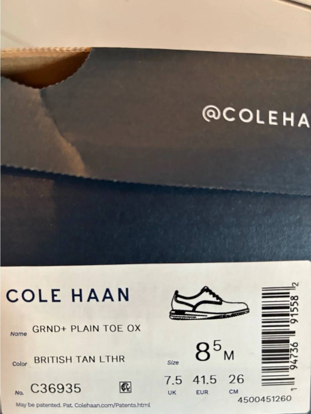 NEW in BOX Cole Haan Grand+ Plain Toe Oxford